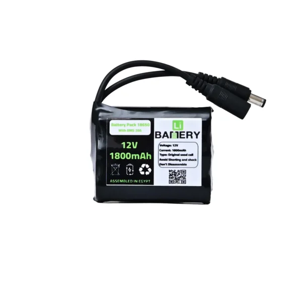 Rechargeable Li-ion Battery Pack 12V 3S-1P+BMS 1800mAh-18650