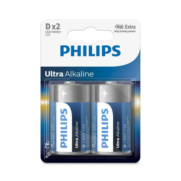 PHILIPS Ultra LR20 Alkaline D Battery 1.5V 2Pcs