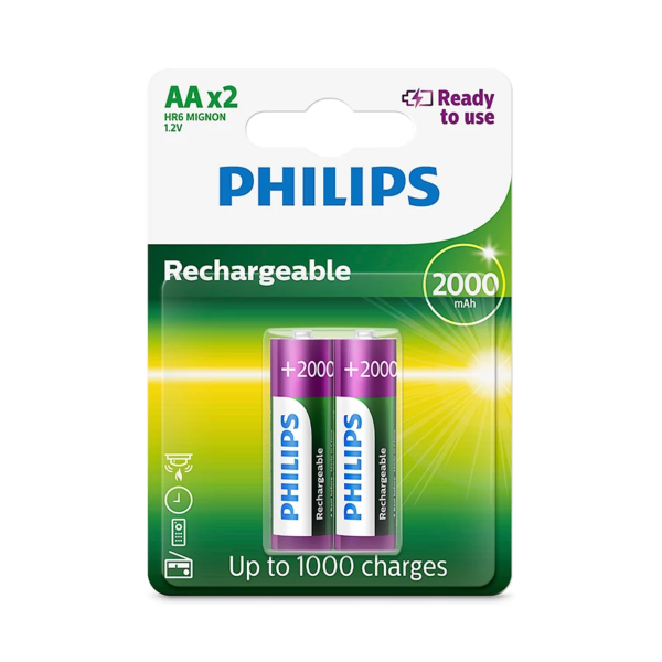 PHILIPS Rechargeable Battery AA 1.2V 2000mAh (2 Pcs)