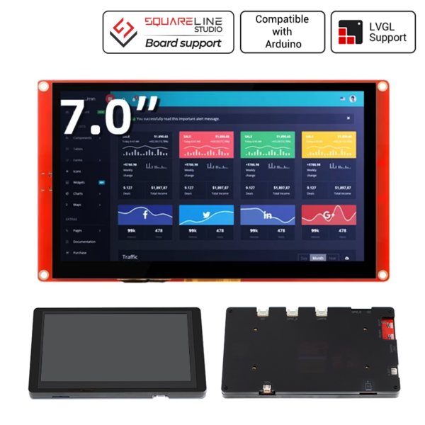 ELECROW CrowPanel 7.0″ HMI ESP32 Display 800×480 RGB TFT LCD Touch Screen With Acrylic Case