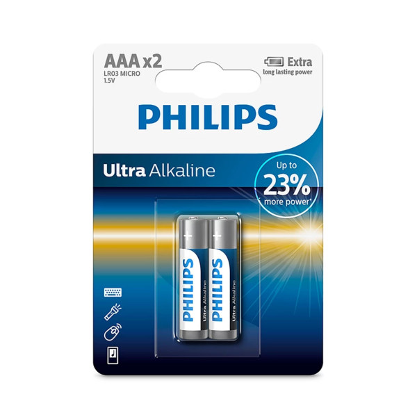 PHILIPS Ultra Alkaline Battery LR03E2B/97 1.5V AAA (2Pcs)