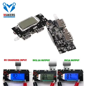 Power Bank Charger Module with LCD & Dual USB interface 5V 1A 2.1A With Automatic Protection