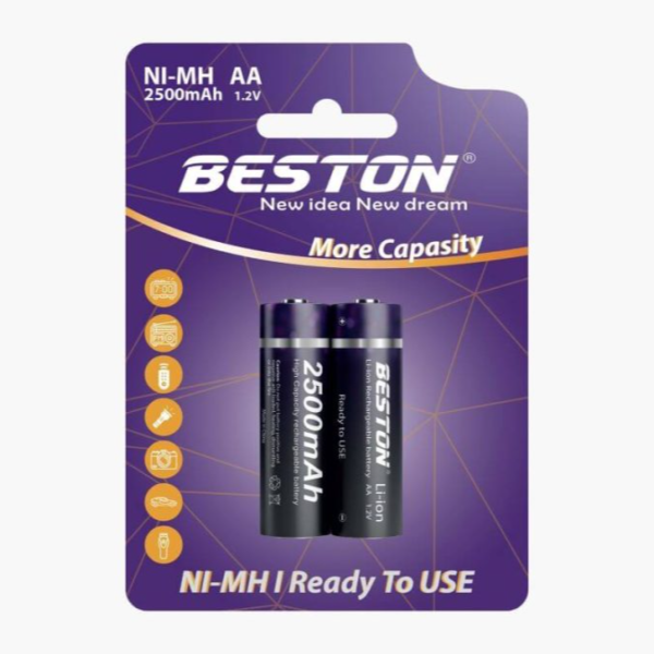 Beston Rechargeable AA Battery 2500mAh 1.2V 2 PCS