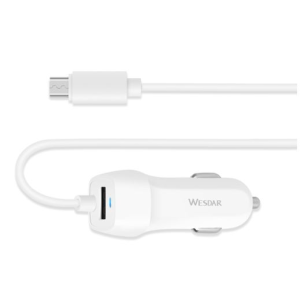 WESDAR USB Car Charger with 1.5m Micro USB CABLE 5V/2.1A
