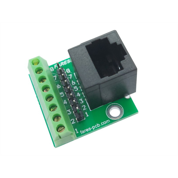 RJ45 to T.Block + Pin Header (Vertical plugging) Breakout Board