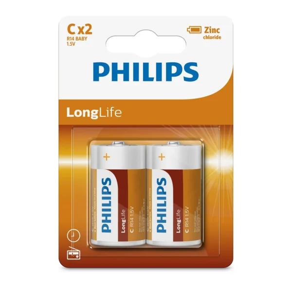 PHILIPS Battery 1.5V Size C R14 (2 Pcs)