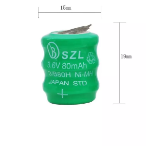 Rechargeable 3/B80H Ni-MH Battery Solder Terminal 3.6V 80mAh
