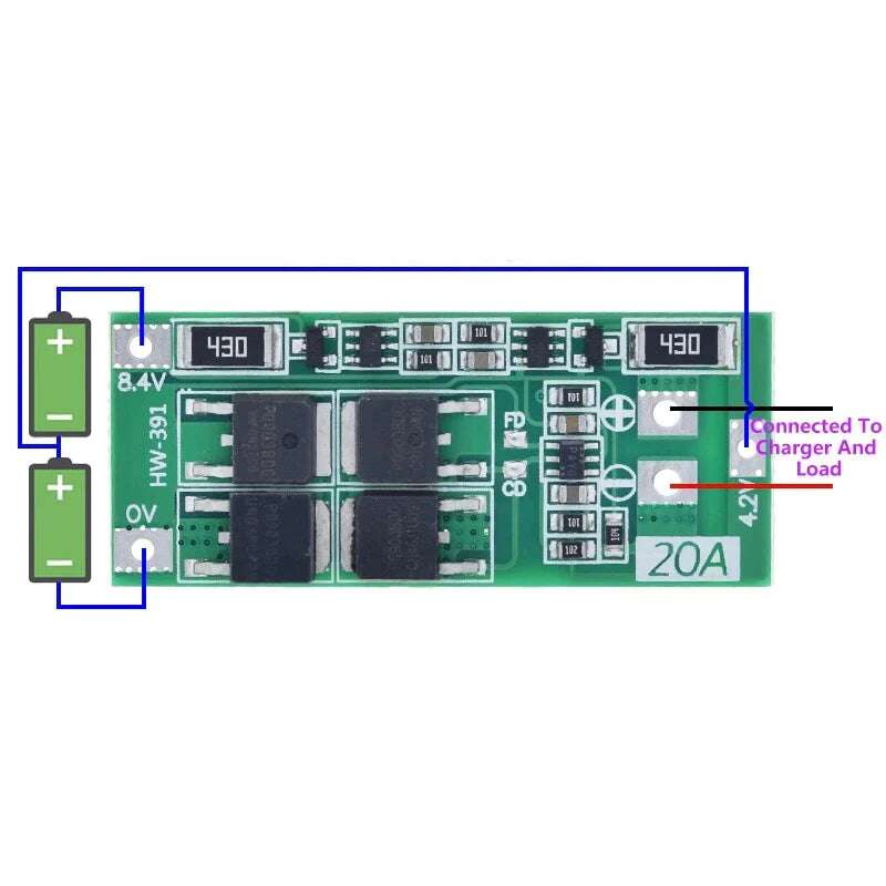 Lithium Battery Charger Protection Module (BMS) 2S 20A 8.4V (Balanced Version) - Image 3